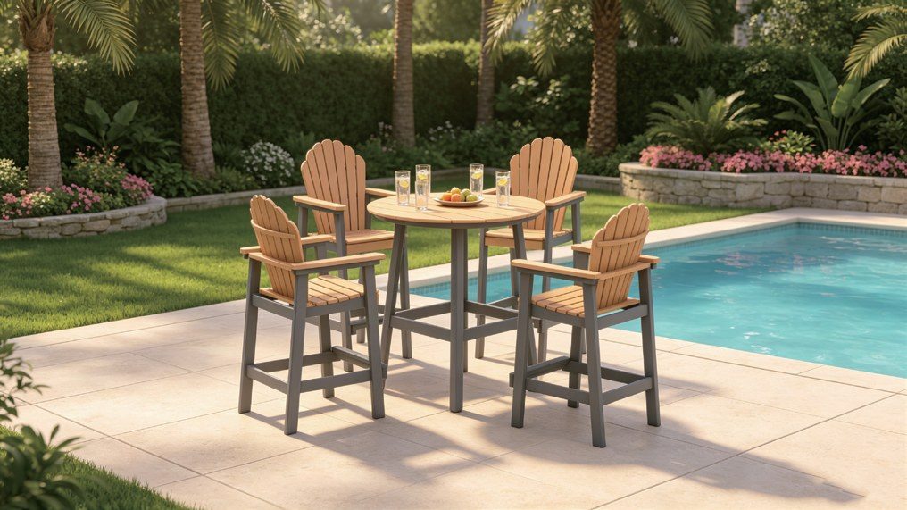 HDPE bar set on a poolside terrace