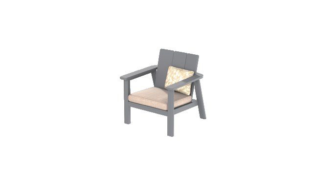Single aluminum club chair with cushions