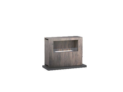 Freestanding stone-effect outdoor fireplace unit