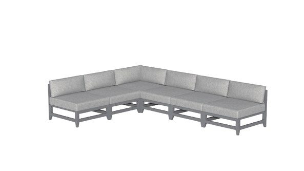 Grey modular L-shaped aluminum sectional